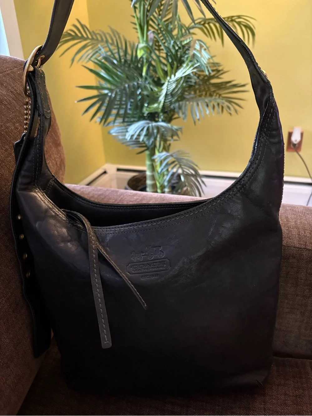 Vintage Coach Ergo Hobo Shoulder Bag Black Glove-Tanned Leather Style 12406 Y2K